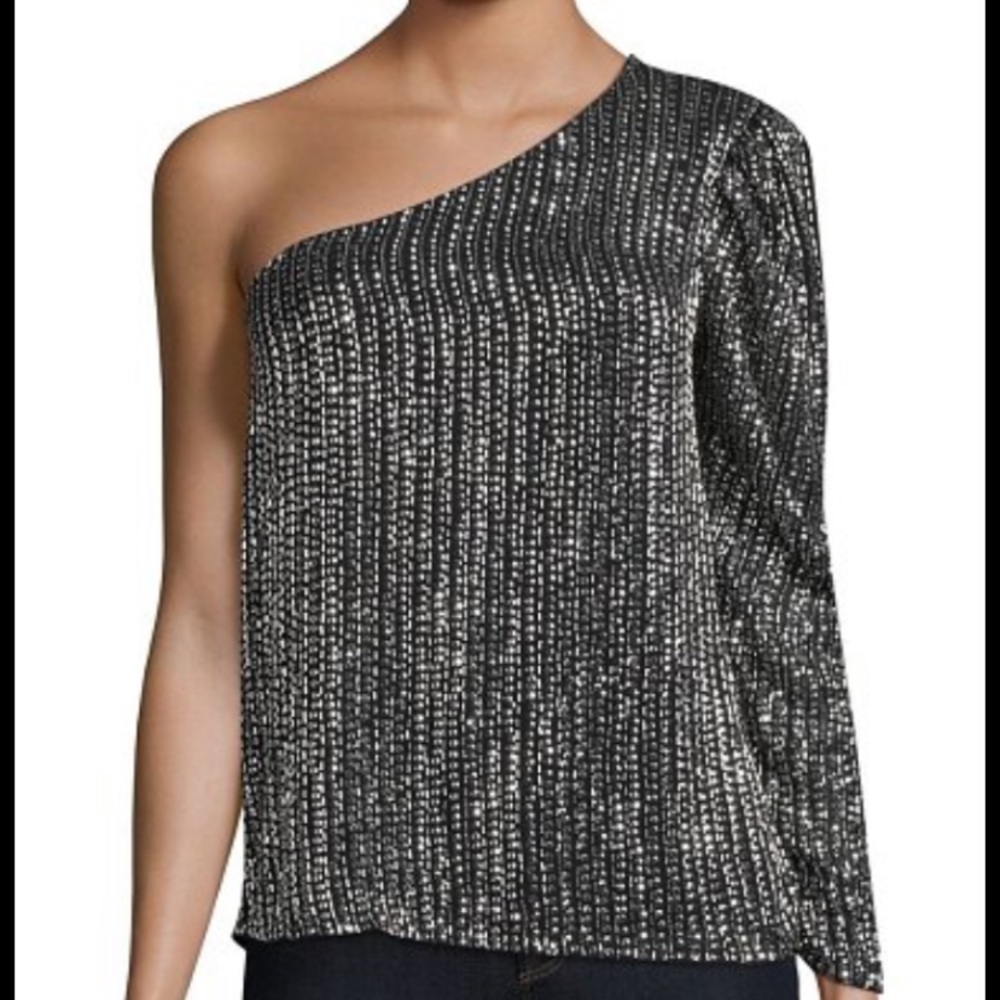 NWT PARKER Patricia One Shoulder Sequin Top XS
